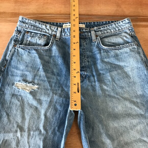 Grlfrnd The Karolina Straight Crop Jeans Women 31 Blue High Rise Distressed - Picture 9 of 15